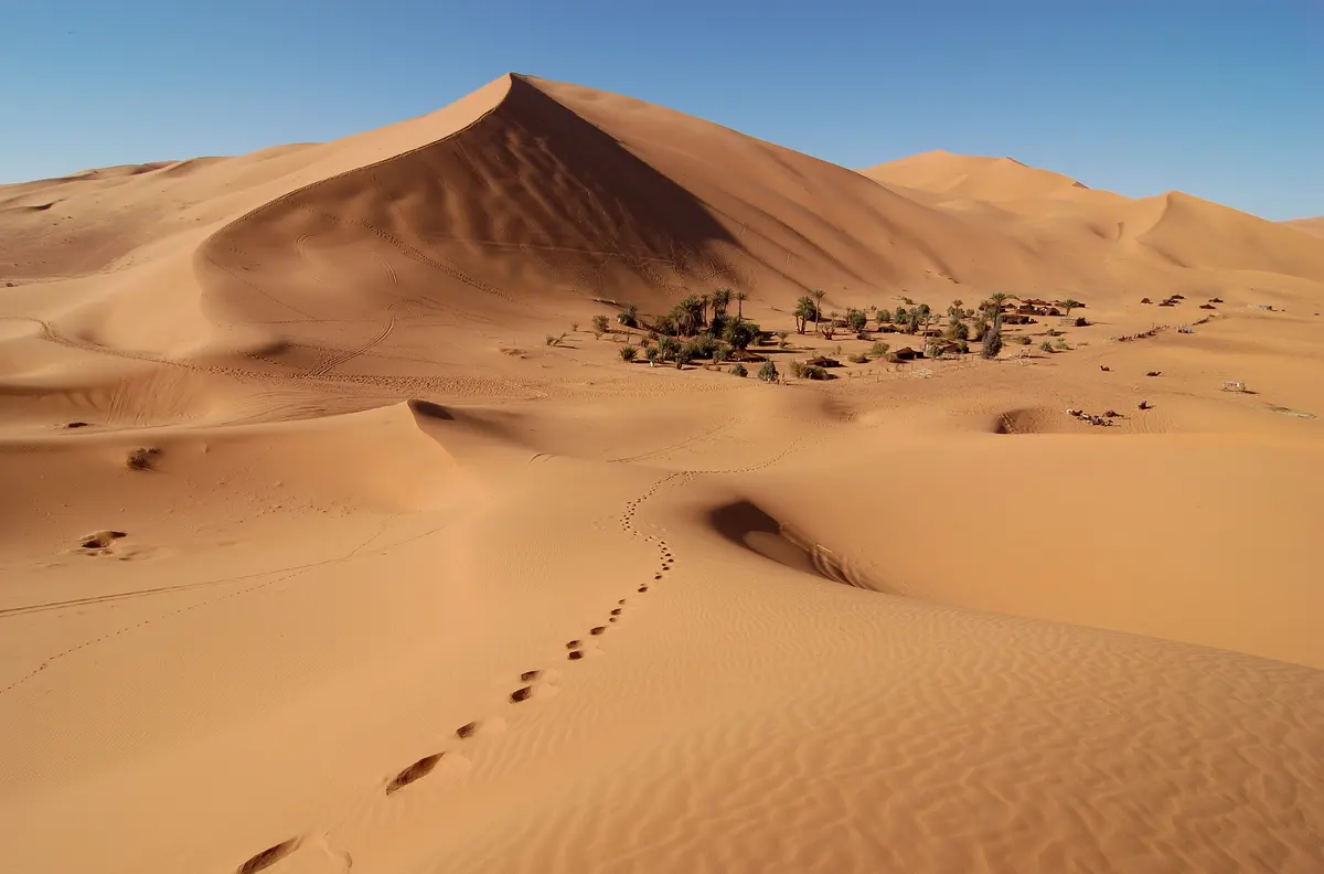 Erg Chebbi dunes at sunrise